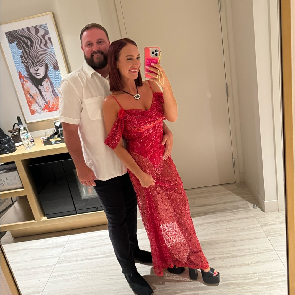 For Love And Lemons Red Sequin Maxi Dress